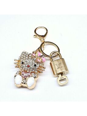 Authentic Louis Vuitton Gold Lock 🔒 Keychain Bag Unbranded Hello Kitty Charm LV